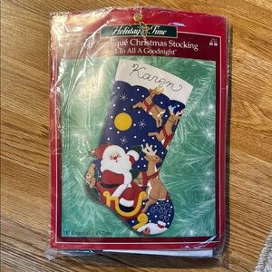 Holiday Time Santa and Reindeer Stocking - Blue and Red